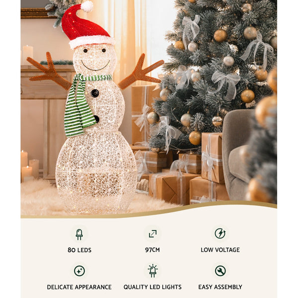 0.97M Christmas Lights Snowman 80 Led Decorations Jingle Jollys Decorative Lighting