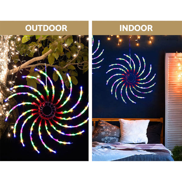 0.5M Christmas Lights 128 Led Spin Motif Decorations Jingle Jollys Decorative Lighting