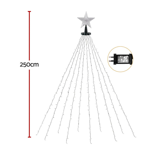 Jingle Jollys 2.5M Christmas Lights Waterfall String 300 Led Star Topper Seasonal Decorations