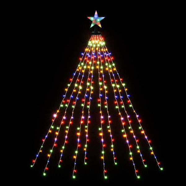 Jingle Jollys 2.5M Christmas Lights Waterfall String 300 Led Star Topper Seasonal Decorations