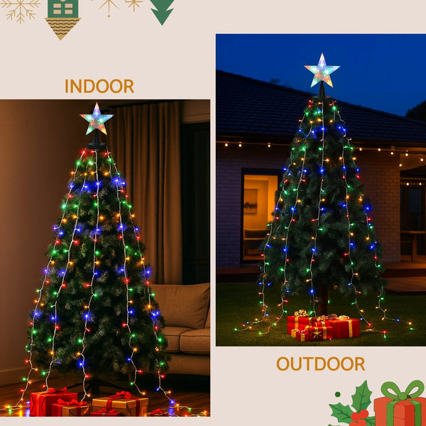 Jingle Jollys 2.5M Christmas Lights Waterfall String 300 Led Star Topper Seasonal Decorations