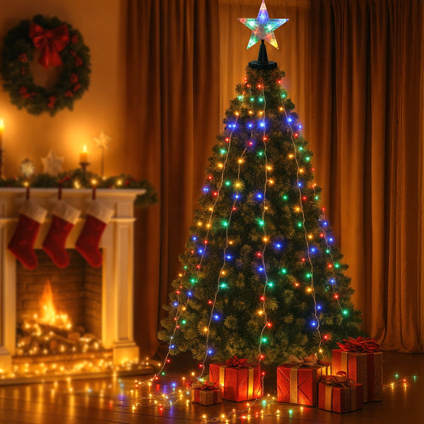 Jingle Jollys 2.5M Christmas Lights Waterfall String 300 Led Star Topper Seasonal Decorations