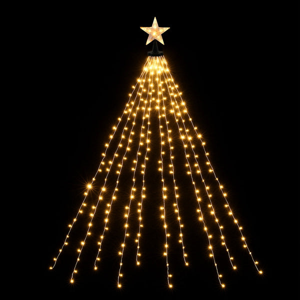 Jingle Jollys 2.5M Christmas Lights Waterfall String 300 Led Star Topper Seasonal Decorations