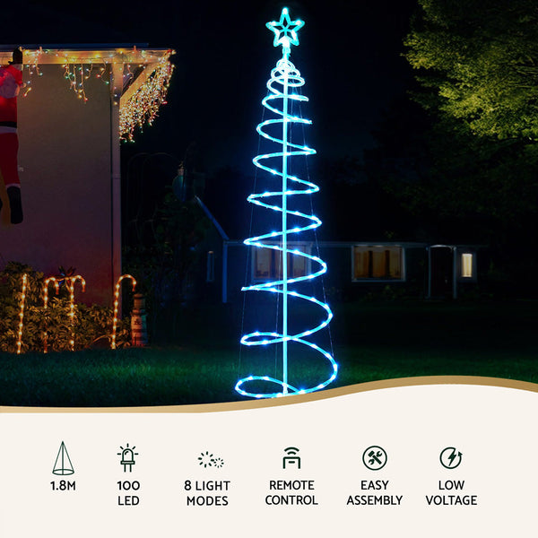 Jingle Jollys Christmas Tree 1.8M 100 Rgb Led Rope Lights Xmas Trees Decoration Decorative Lighting