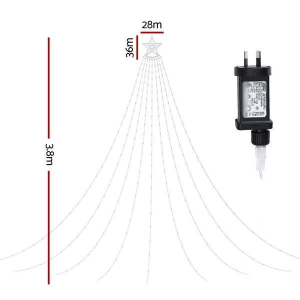 Jingle Jollys 3.8M Christmas Lights Waterfall String 340 Led Seasonal Decorations