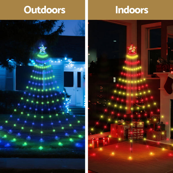Jingle Jollys 3.8M Christmas Lights Waterfall String 340 Led Seasonal Decorations