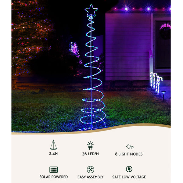 2.4M Christmas Tree Led Solar Motif Lights Jingle Jollys Decorative Lighting