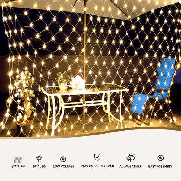 2Mx3m Christmas Lights Net String Decorations Warm 504 Led Jingle Jollys Seasonal Decorations