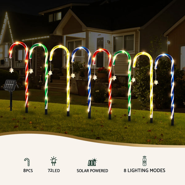 Jingle Jollys 8 Pcs Christmas Lights Path Ground Garden Decorations 72 Led Decorative Lighting
