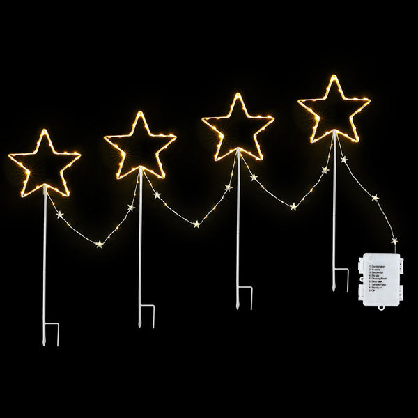 Jingle Jollys 4 Pcs Christmas Lights Path Ground Garden Decorations 144 Led Decorative Lighting