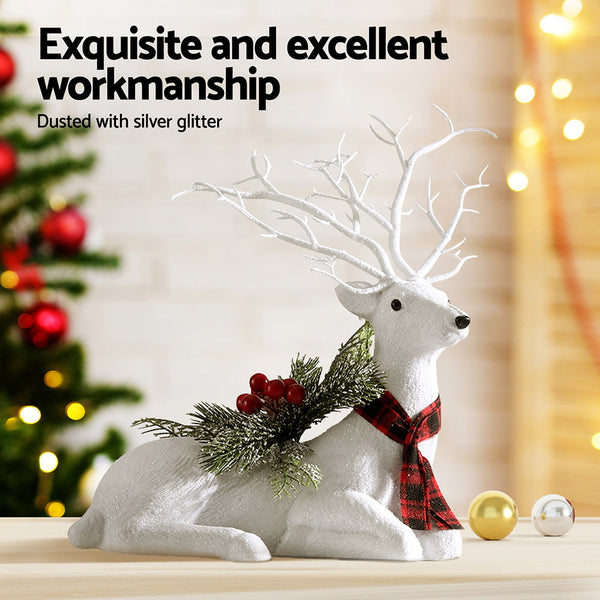 Jingle Jollys Christmas Reindeer 32Cm Glitter Deer Ornaments Party Decorations Seasonal Decorations