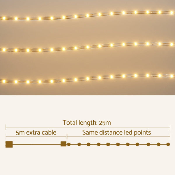20M Christmas Lights String Rope Decorations 600 Led Warm Jingle Jollys Decorative Lighting