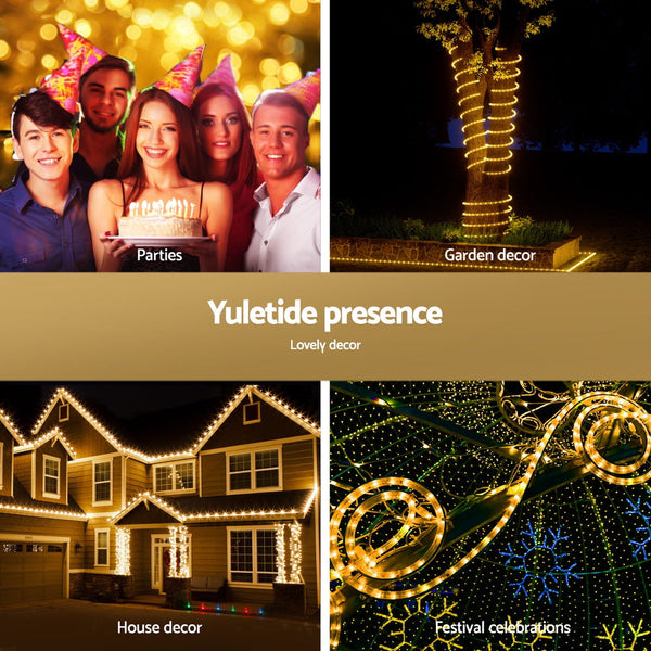 20M Christmas Lights String Rope Decorations 600 Led Warm Jingle Jollys Decorative Lighting