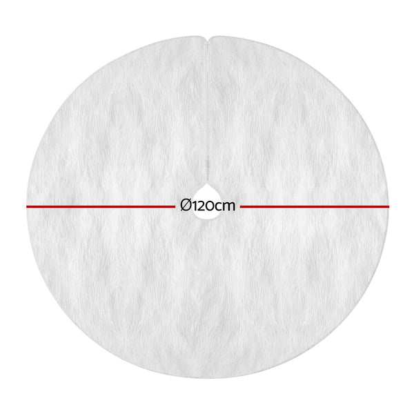 Jingle Jollys Christmas Tree Skirt 120Cm Plush Xmas Fluffy Ornaments Decor White Seasonal Decorations