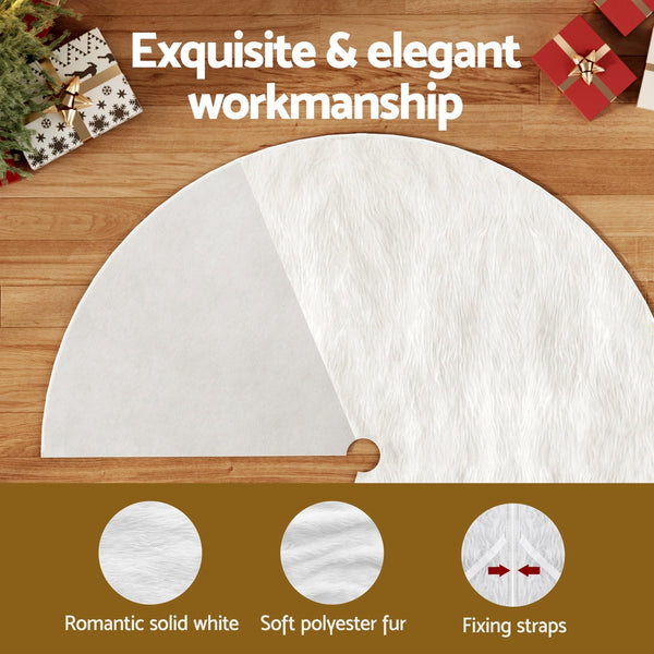 Jingle Jollys Christmas Tree Skirt 120Cm Plush Xmas Fluffy Ornaments Decor White Seasonal Decorations