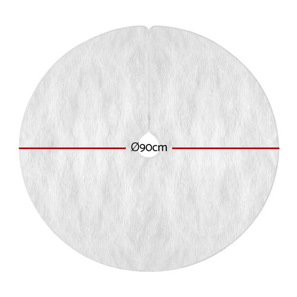 Jingle Jollys Christmas Tree Skirt 90Cm Plush Xmas Fluffy Ornaments Decor White Seasonal Decorations