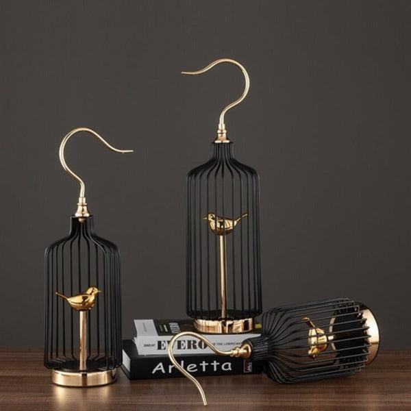 47 Centimetre Golden Handle Birdcage Tabletop Decor Sculptures Figurines Sculptures & Figurines
