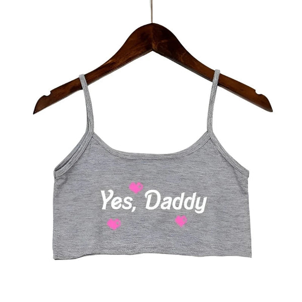 Yes Daddy Heart Summer Women's Elastic Cotton Sleeveless Short Crop Tank Top Tops