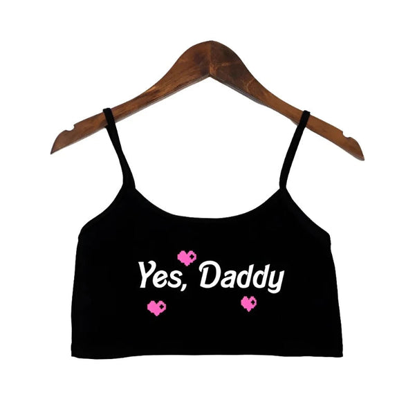 Yes Daddy Heart Summer Women's Elastic Cotton Sleeveless Short Crop Tank Top Tops