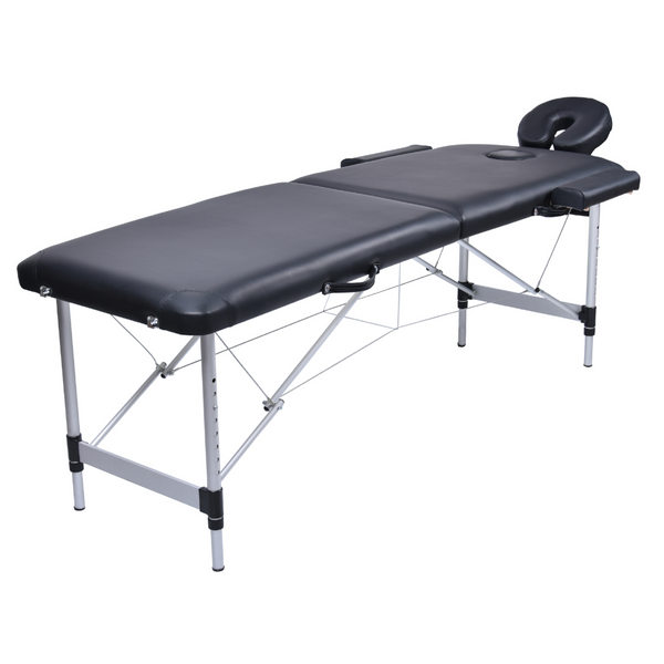 Yes4homes 2 Fold Portable Aluminium Massage Table Bed Beauty Therapy Black Massage Tables & Chairs
