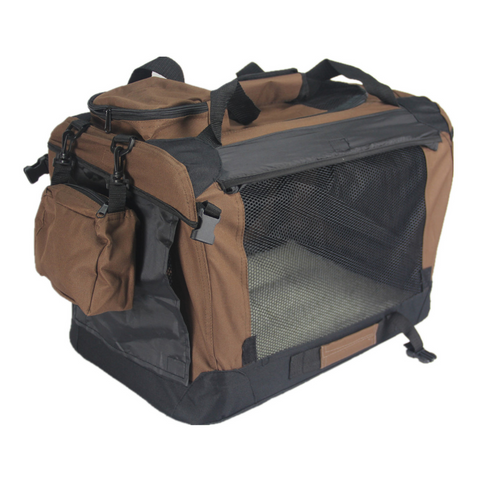 Yes4pets Large Fordable Pet Dog Puppy Soft Crate With Curtain Brown Pet Transport