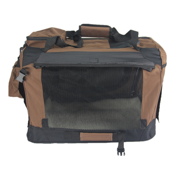 Yes4pets Large Fordable Pet Dog Puppy Soft Crate With Curtain Brown Pet Transport