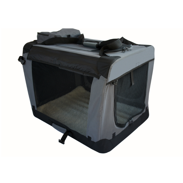 Yes4pets Large Fordable Soft Dog Cat Puppy Crate Bag With Curtain Grey Pet Transport