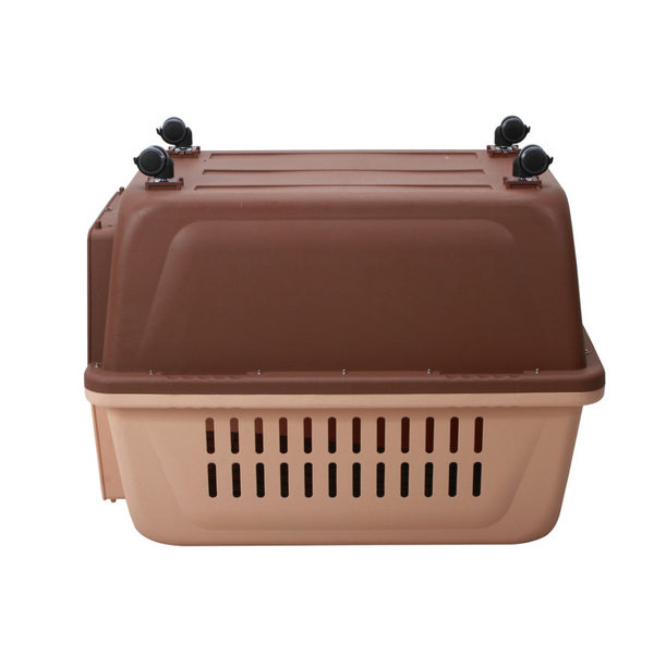Yes4pets Xl Plastic Kennels Pet Carrier Dog Cat Cage Crate With Handle And Removable Wheel Brown Small Animal Supplies