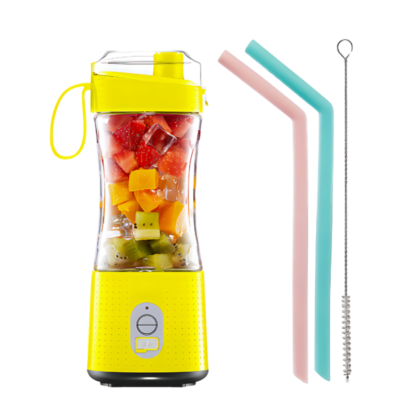 Mini Juicer Yellow Blender Rechargeable Bottle Shaker 380Ml Juicers