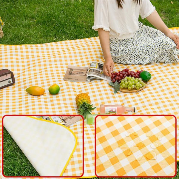 Yellow Lightweight Thickened Picnic Mat Waterproof Outdoor Camping Ground Sheet For Hiking Parks And Picnics(1.5*2M) Picnic Rugs