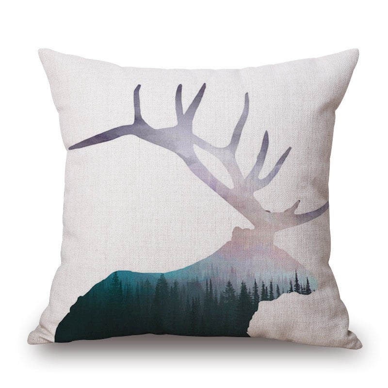 A Deer On Animal Cotton Linen Pillow Cover Cushions & Decorative Pillows