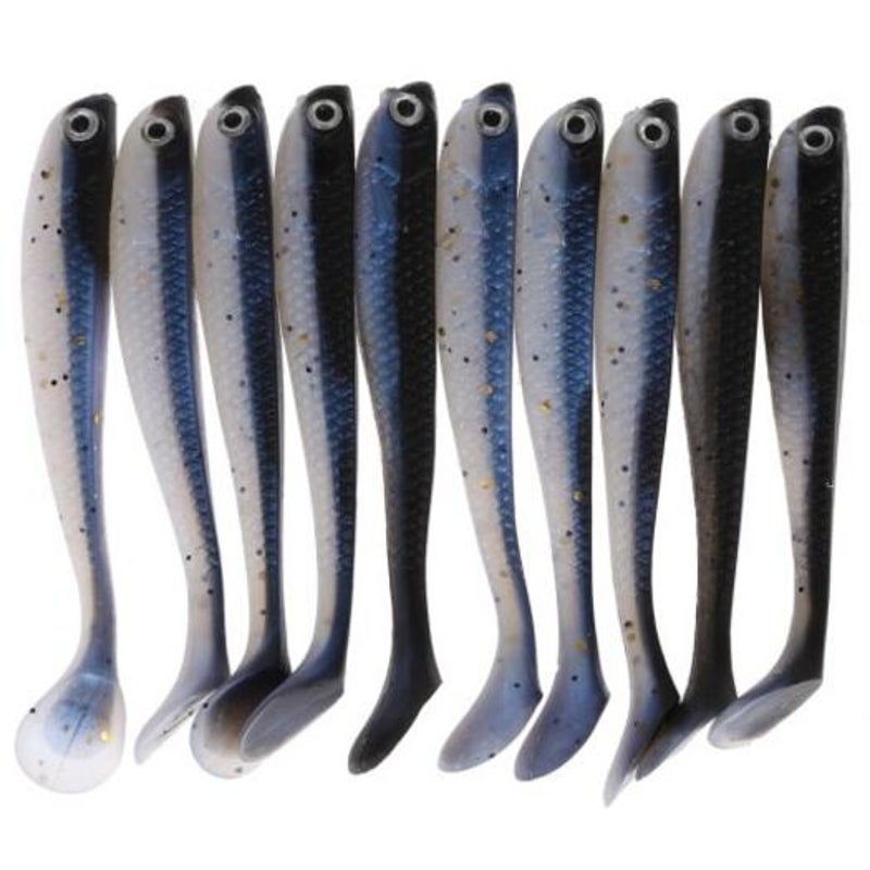 A Fish Lure Soft Fishing Lures T Tail Artificial Baits 10Pcs Deep Sky Blue Baits & Lures