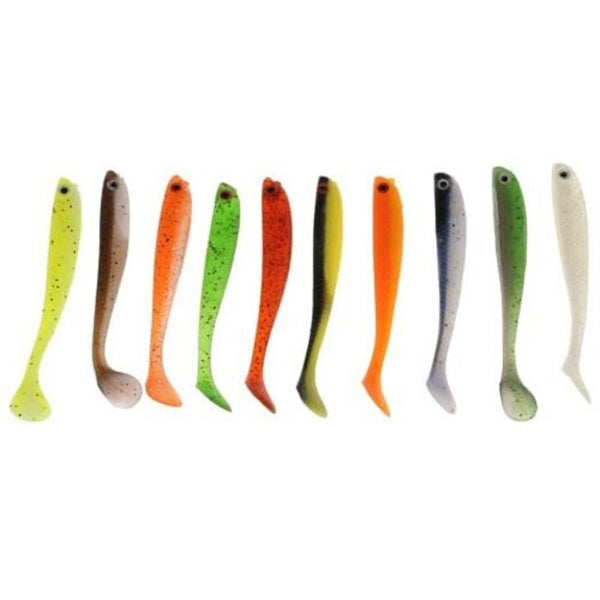 A Fish Lure Soft Fishing Lures T Tail Artificial Baits 10Pcs Deep Sky Blue Baits & Lures