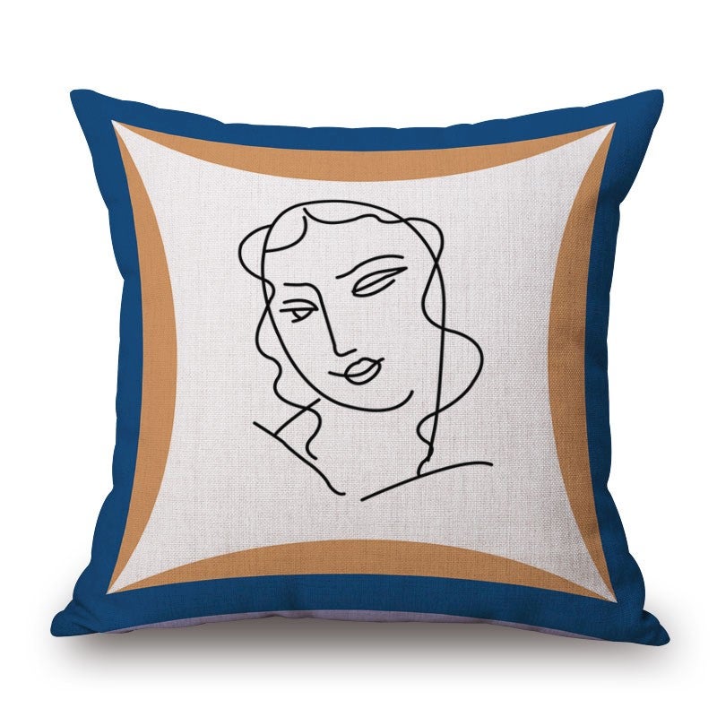 Sticky Face On Colourmatching Cotton Linen Pillow Cover Cushions & Decorative Pillows