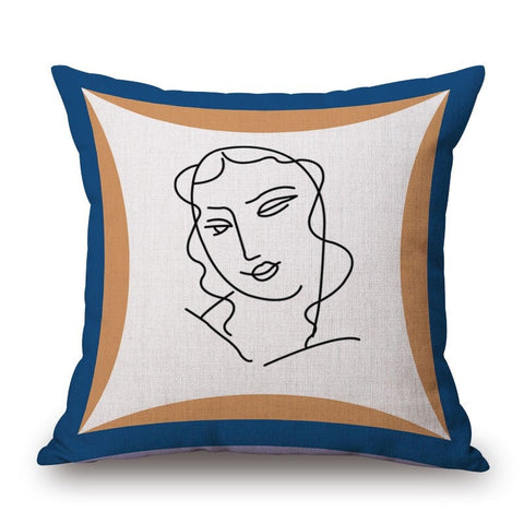 Sticky Face On Colourmatching Cotton Linen Pillow Cover Cushions & Decorative Pillows
