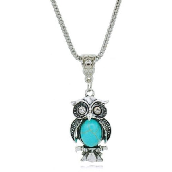 Veile Studios A Suit Of Faux Turquoise Night Owl Necklace And Earrings Jewellery Sets