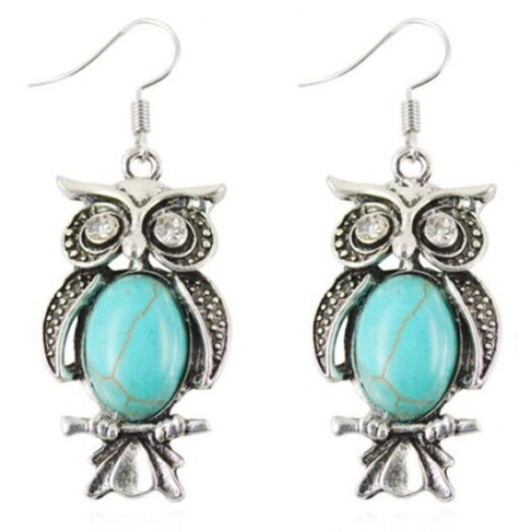 Veile Studios A Suit Of Faux Turquoise Night Owl Necklace And Earrings Jewellery Sets
