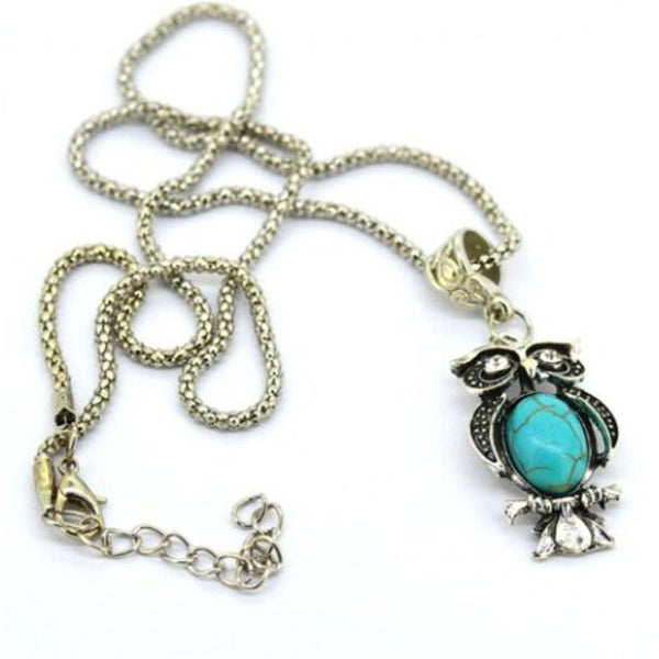 Veile Studios A Suit Of Faux Turquoise Night Owl Necklace And Earrings Jewellery Sets