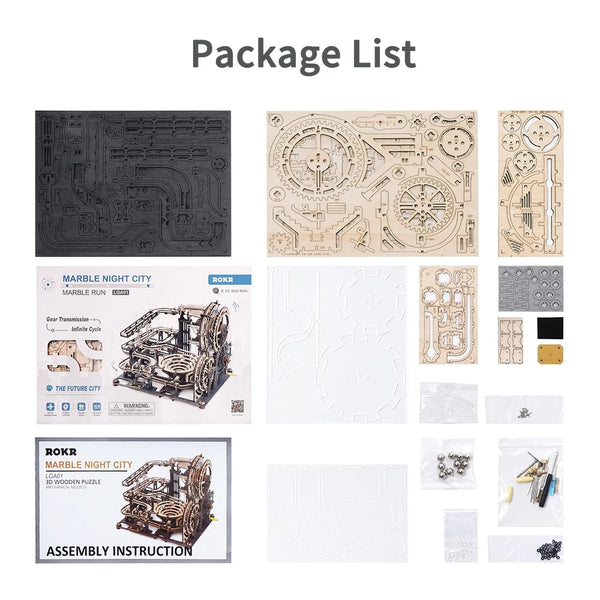 Puzzles Robotime Rokr Marble Night City 3D Wooden Puzzle Games Assembly Waterwheel Model Toys For Children Kids Birthday Gift