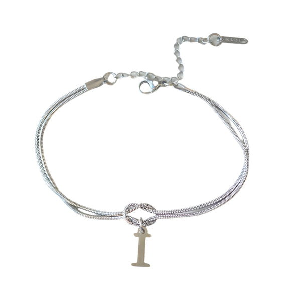 Veile Studios Letter A Z Love Knot For Women Couple Gold Colour Dainty Snake Chain Bracelets