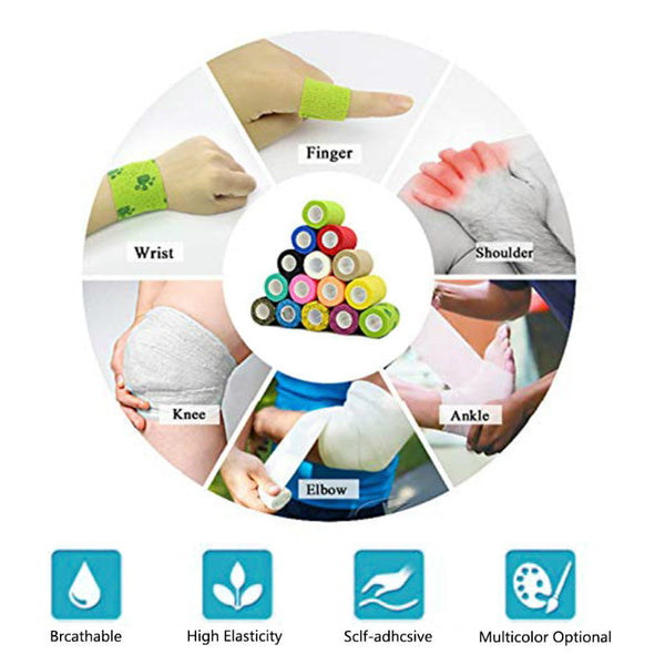 Self Adhesive Elastic Bandage Wrap Colourful Tape Bandages Gauze & Dressings
