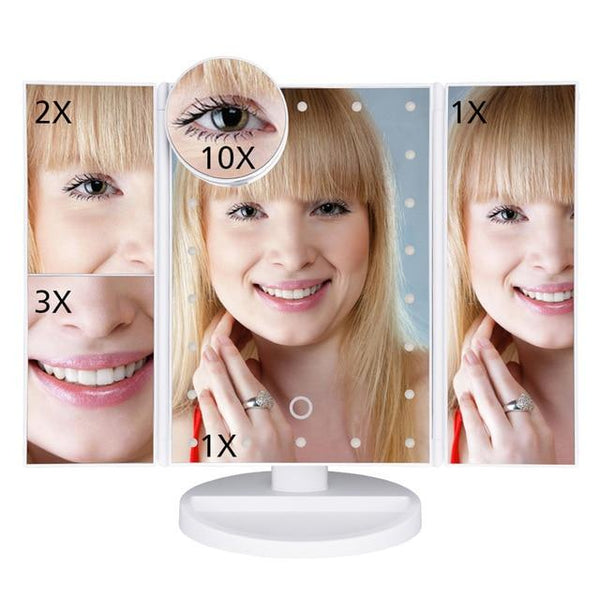 Desktop Rotating Folding Led Touch Screen 22 Light Makeup Magnifying Mirror Makeup Mirrors