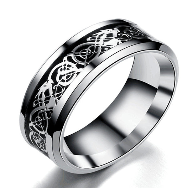Veile Studios Dragon Pattern Men Stainless Steel Jewellery Rings