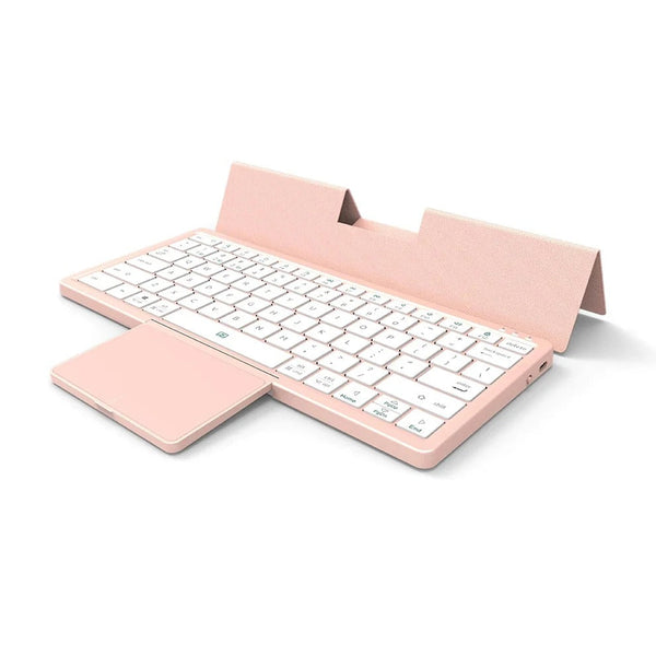 Bluetooth Keyboard Pink Mini Foldable Wireless Keys With Touchpad For Computers Keyboards & Keypads
