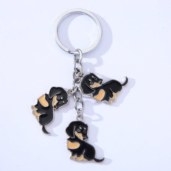 American Style Pet Dog Wax Metal Keychains Black Brown Zinc Alloy 1Pc Pack Keyrings