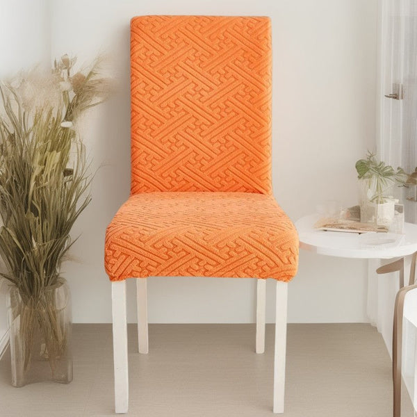 Chair Cover Orange Puzzle Design Anti Dirt Elastic Material For Dining Room Kitchen Slipcovers