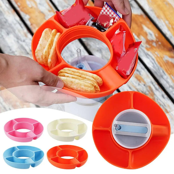 Silicone Snack For Cup 40 Oz Reusable Container Compartment Platters Bowl Holder Food Tray