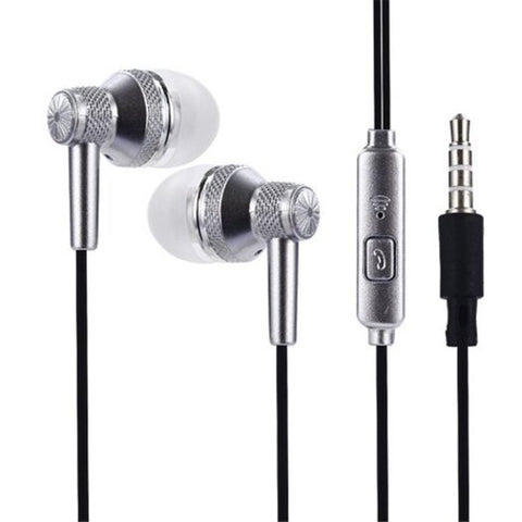 A35in Ear Subwoofer Earphone Wired Earbuds Silver Wired Earphones