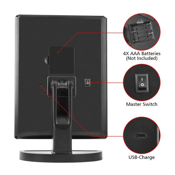 Desktop Rotating Folding Led Touch Screen 22 Light Makeup Magnifying Mirror Makeup Mirrors