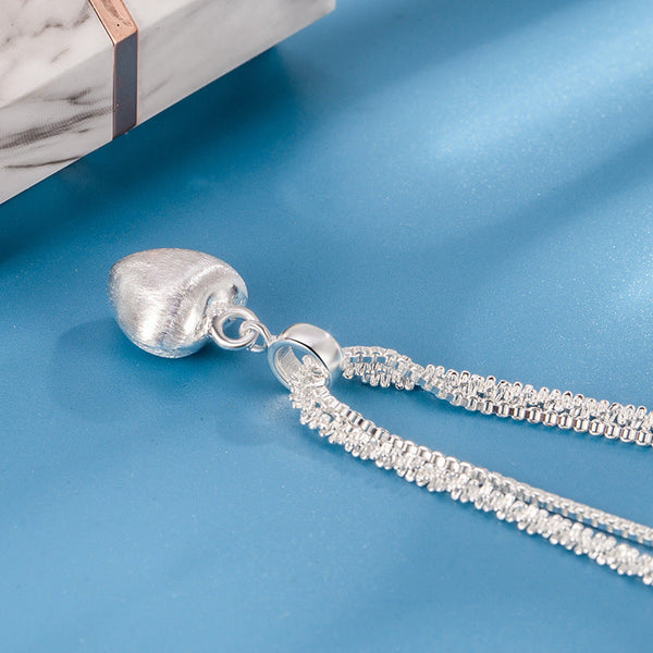 Veile Studios Double Layer Brushed Heart Pendant Necklace For Women High End Feel Fashion Jewelry Necklaces & Pendants